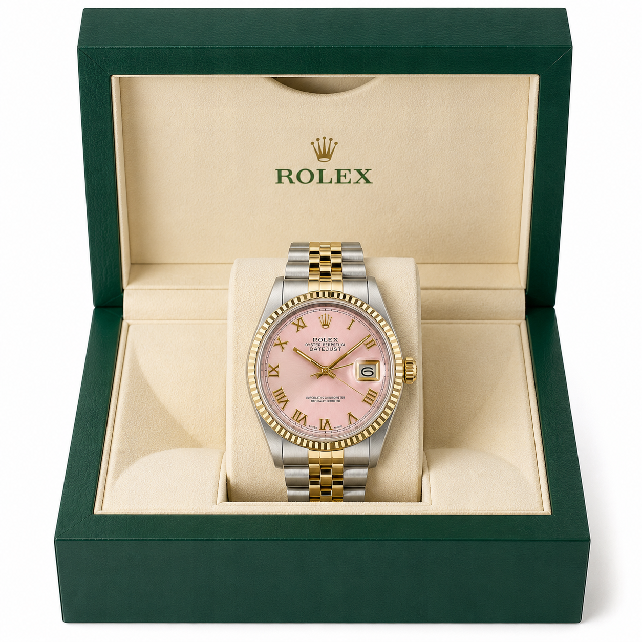 Rolex Datejust | 36MM | Pink Roman Dial | Two Tone | Jubilee Band 16013