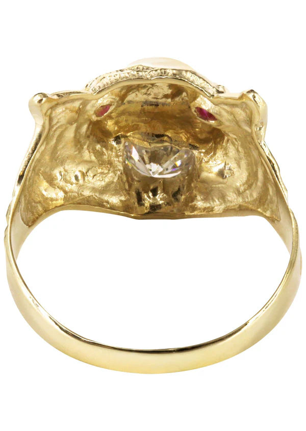 Mens Gold Tiger Face Style Ring | 10K Solid Yellow Gold