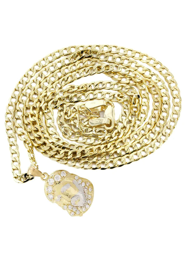 10K Gold Necklace & Gold Jesus Piece Necklace | 4.14 Grams
