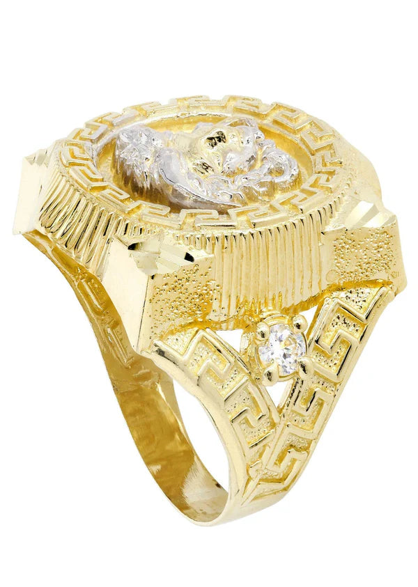 Mens Medusa Style Ring | 10K Solid Yellow Gold