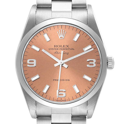 Rolex Air King Watch 14000 for Men | 34MM | Salmon Dial | Smooth Bezel | Stainless Steel