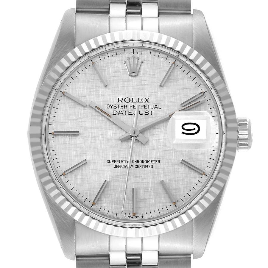 Rolex Datejust Watch for Men 16014 | 36MM | Steel White Gold Silver Linen Dial | Vintage B & P