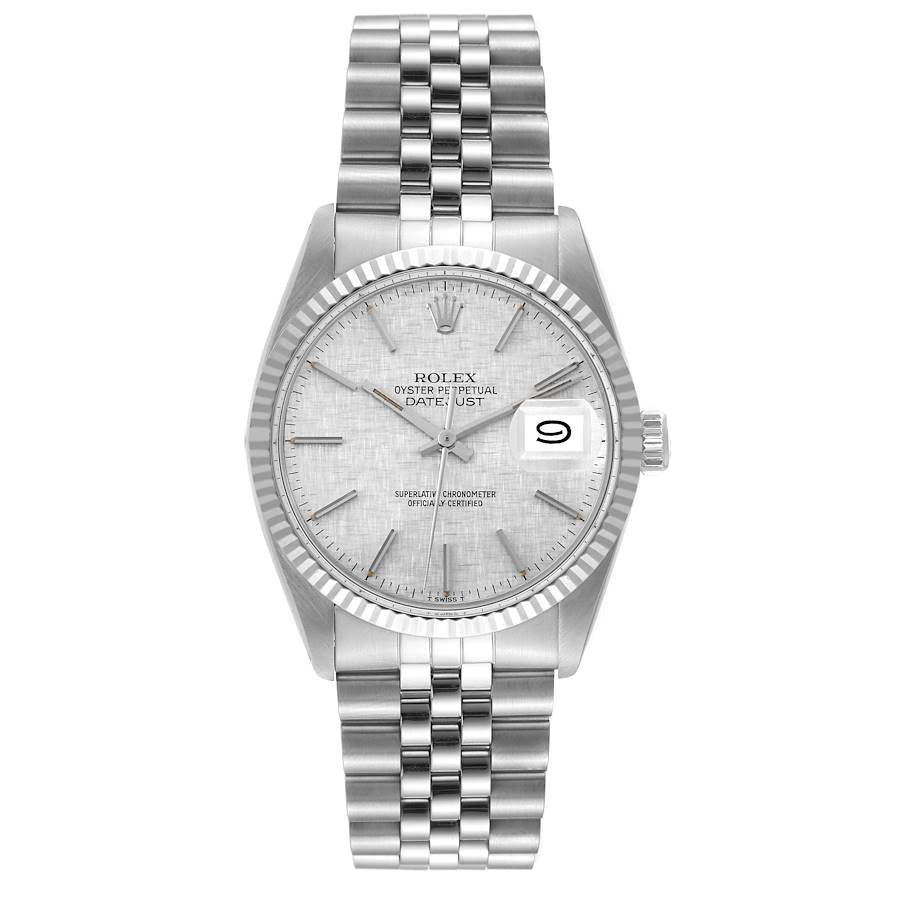 Rolex Datejust Watch for Men 16014 | 36MM | Steel White Gold Silver Linen Dial | Vintage B & P