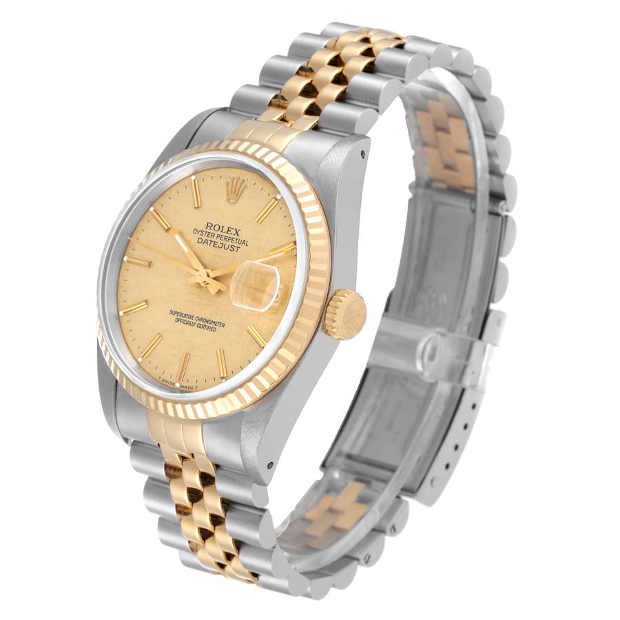 Rolex Datejust Watch 16013 for Mens | 36MM | Yellow Gold Champagne Linen Dial B & P
