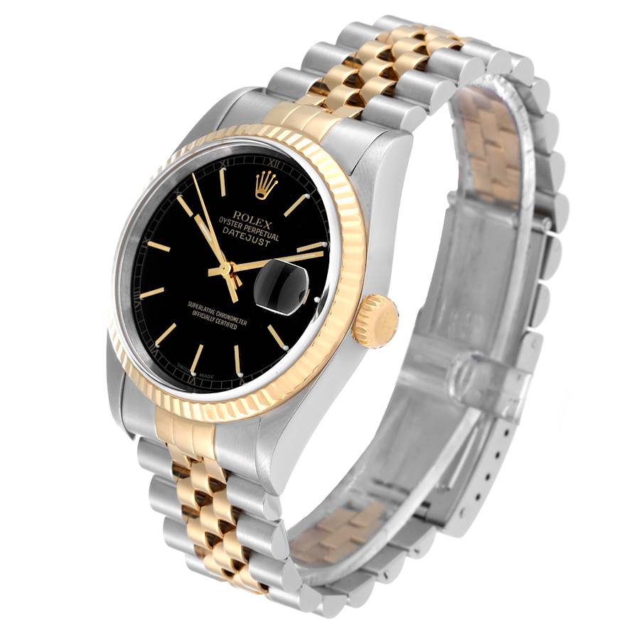 Rolex Datejust Watch 16013 for Men | 36MM | Yellow Gold Black Dial Steel