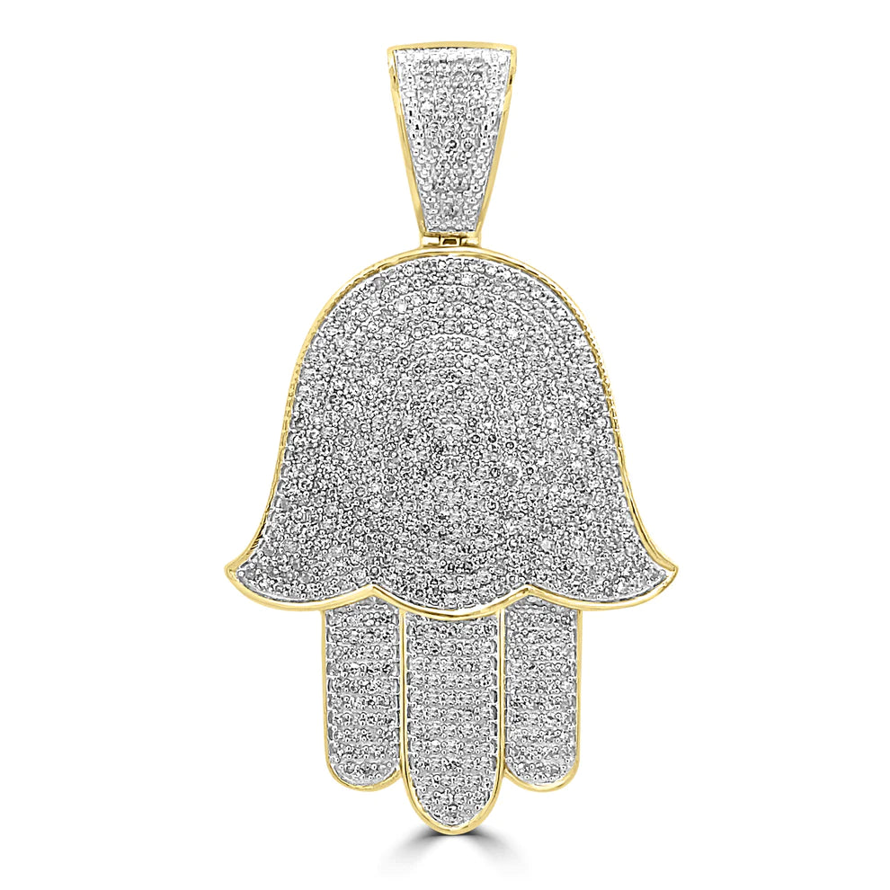 Hamsa Pendant - Yellow Gold Diamond | 2.17CTW | 10K