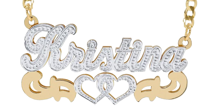 Personalized Double Nameplate | 10K/14K | Yellow Gold | Style Options Available
