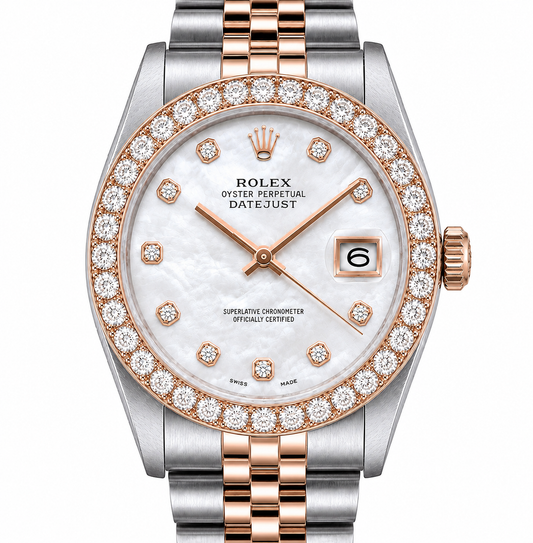 Rolex Datejust Watch 16013 | 36MM | Custom Jubille Band Mop Diamond Dial | Diamond Bezel