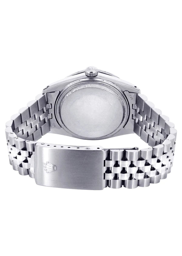 Diamond Rolex Datejust Watch 16200 | 36MM | Full Diamond Roman Dial | Stainless Steel | Jubilee Band