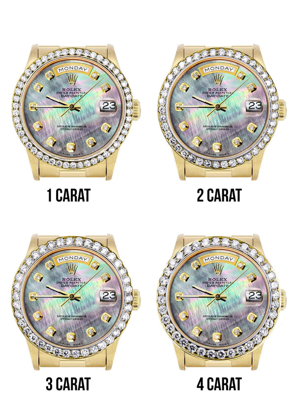 Rolex Day-Date Presidential | Model 18238 | 18K Yellow Gold | 36MM | Diamond Bezel | Dark Mother of Pearl Diamond Dial