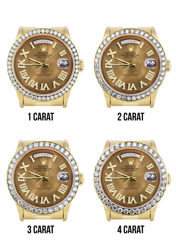 Rolex Day-Date Presidential | Model 18238 | 18K Yellow Gold | 36MM | Diamond Bezel | Diamond Roman Chocolate Dial