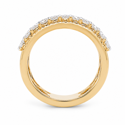 2.37CT Solid Gold Lab Diamond 4 Row Double Layer Men's Band Two Tone 10KT
