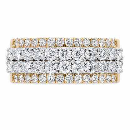 2.37CT Solid Gold Lab Diamond 4 Row Double Layer Men's Band Two Tone 10KT