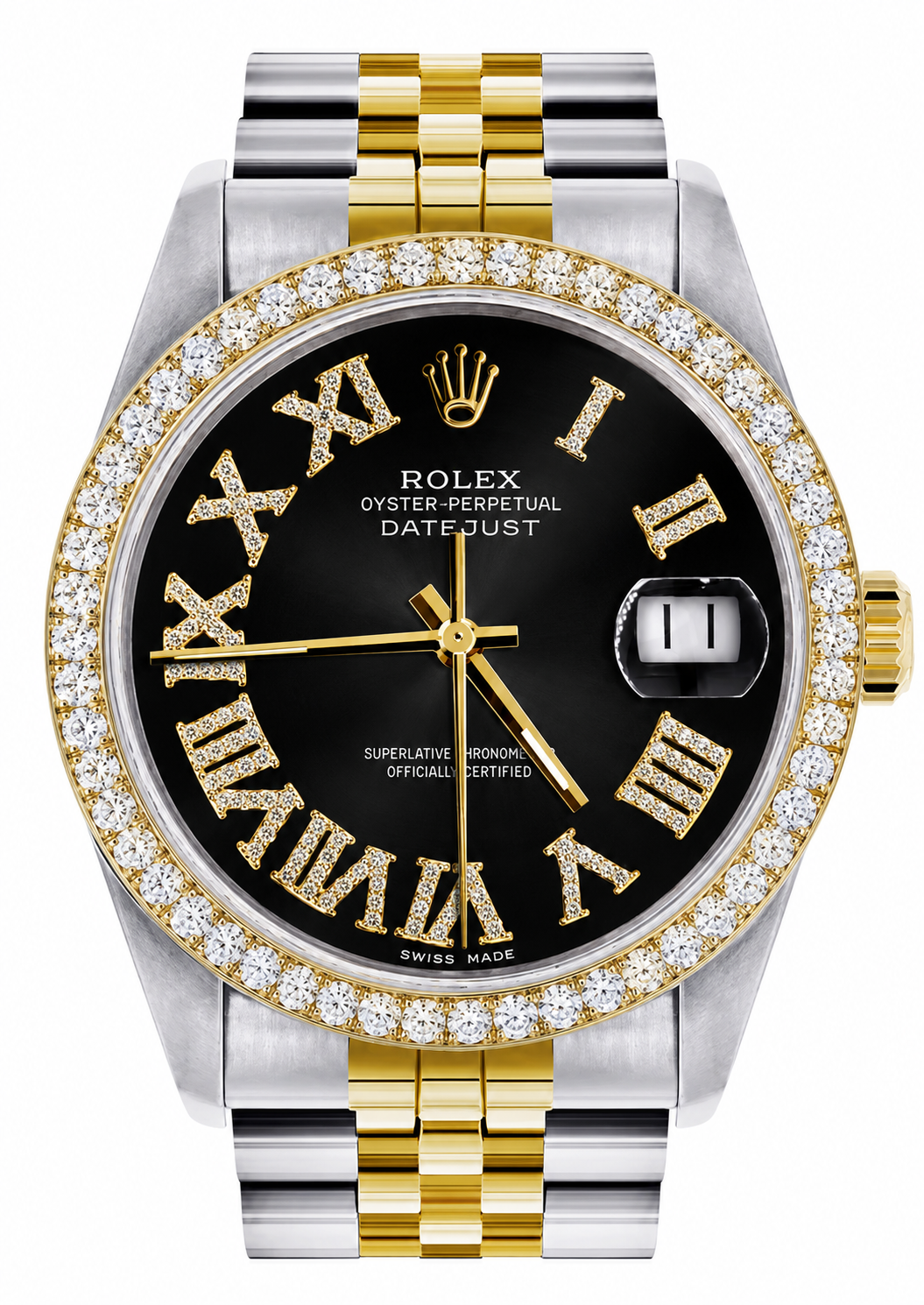 Rolex Datejust Watch 16013 | 36MM | Custom Jubille Band Roman Diamond Dial | Diamond Bezel