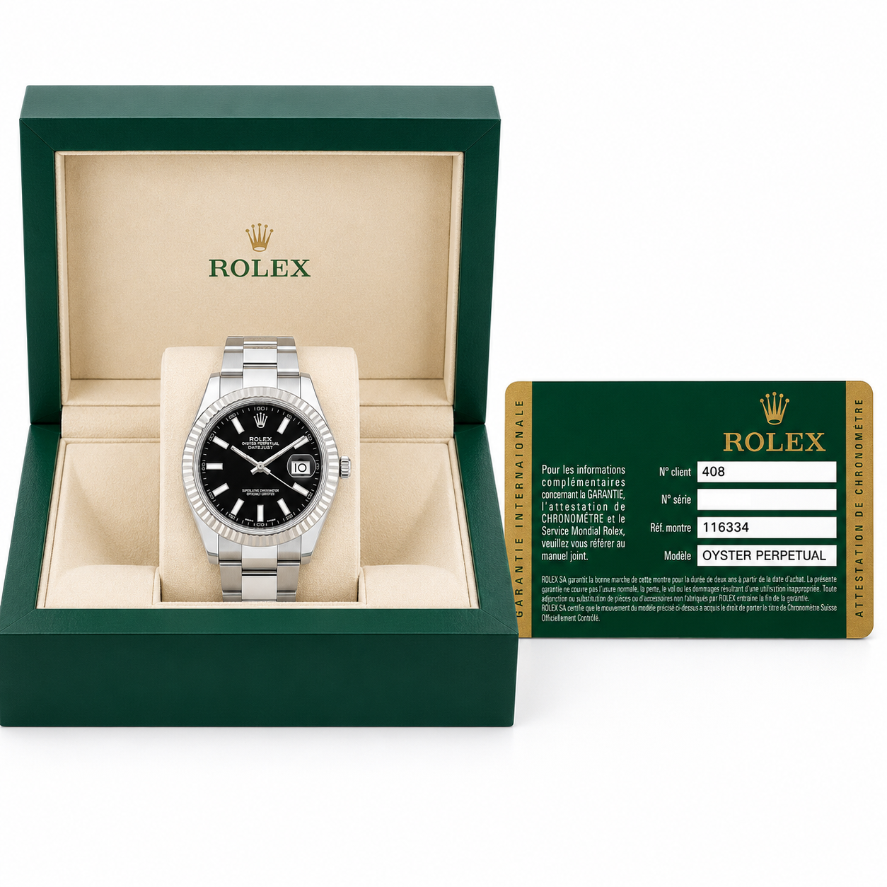 Rolex 41mm Datejust II Stainless Steel 116334 | Black Index | Fluted Bezel | Stainless Steel Oyster Bracelet