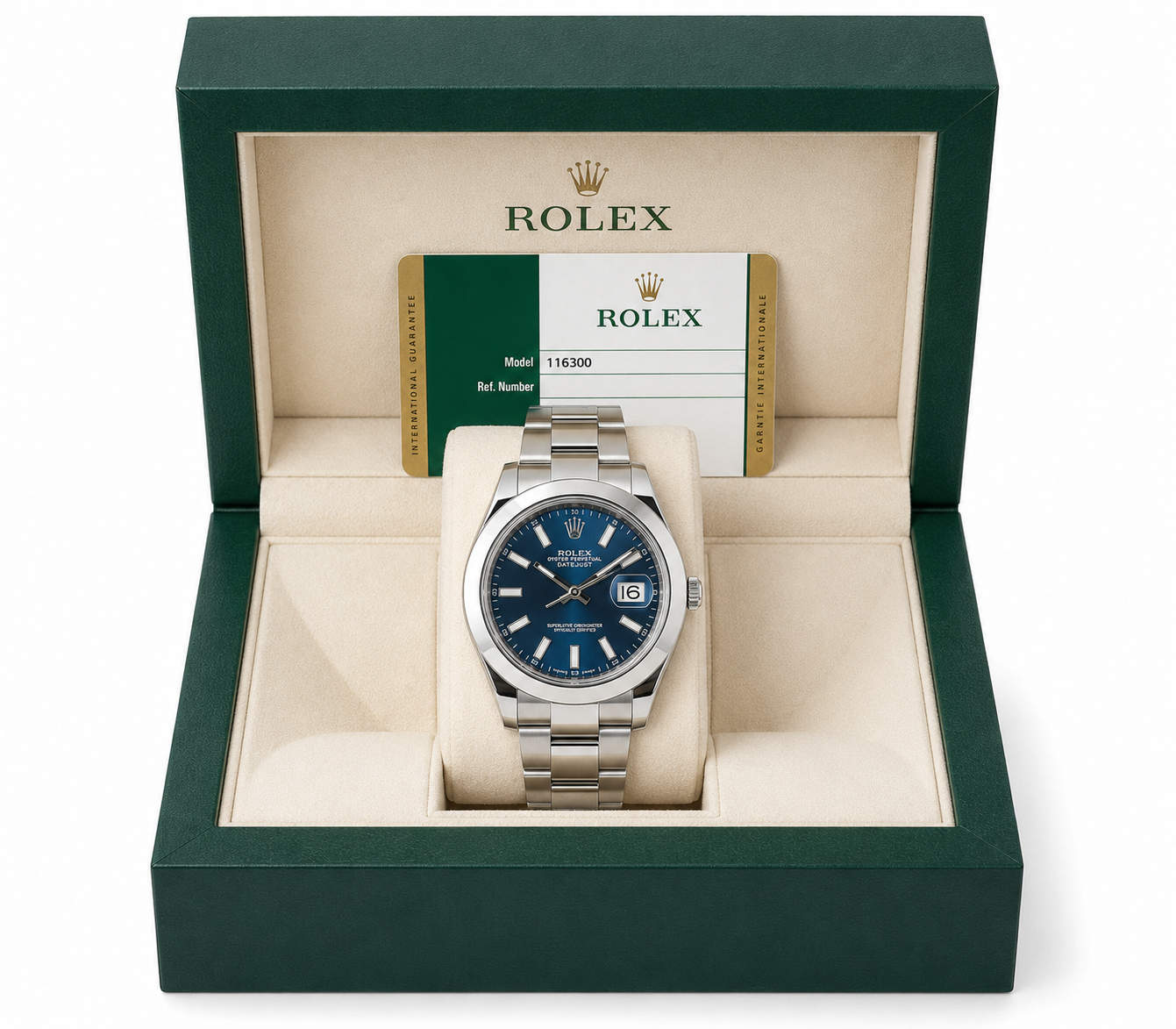 Rolex 41mm Datejust II Stainless Steel 116300 | Blue Index Dial| Smooth Bezel | Stainless Steel Oyster Bracelet