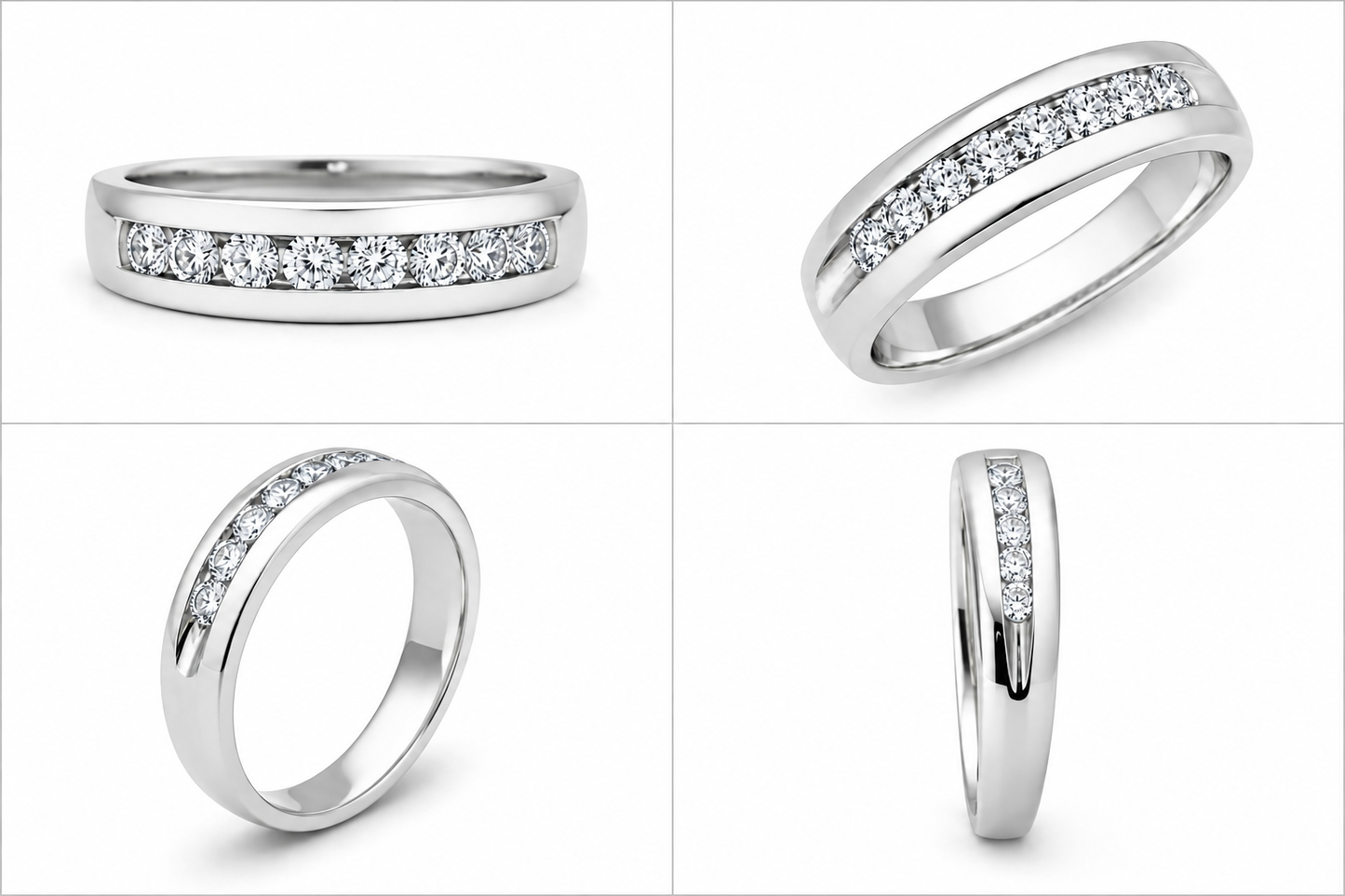 Men's 10kt 7 Stone Lab Diamond Channel Set Wedding Band