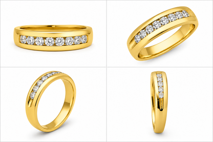 Men's 10kt 7 Stone Lab Diamond Channel Set Wedding Band