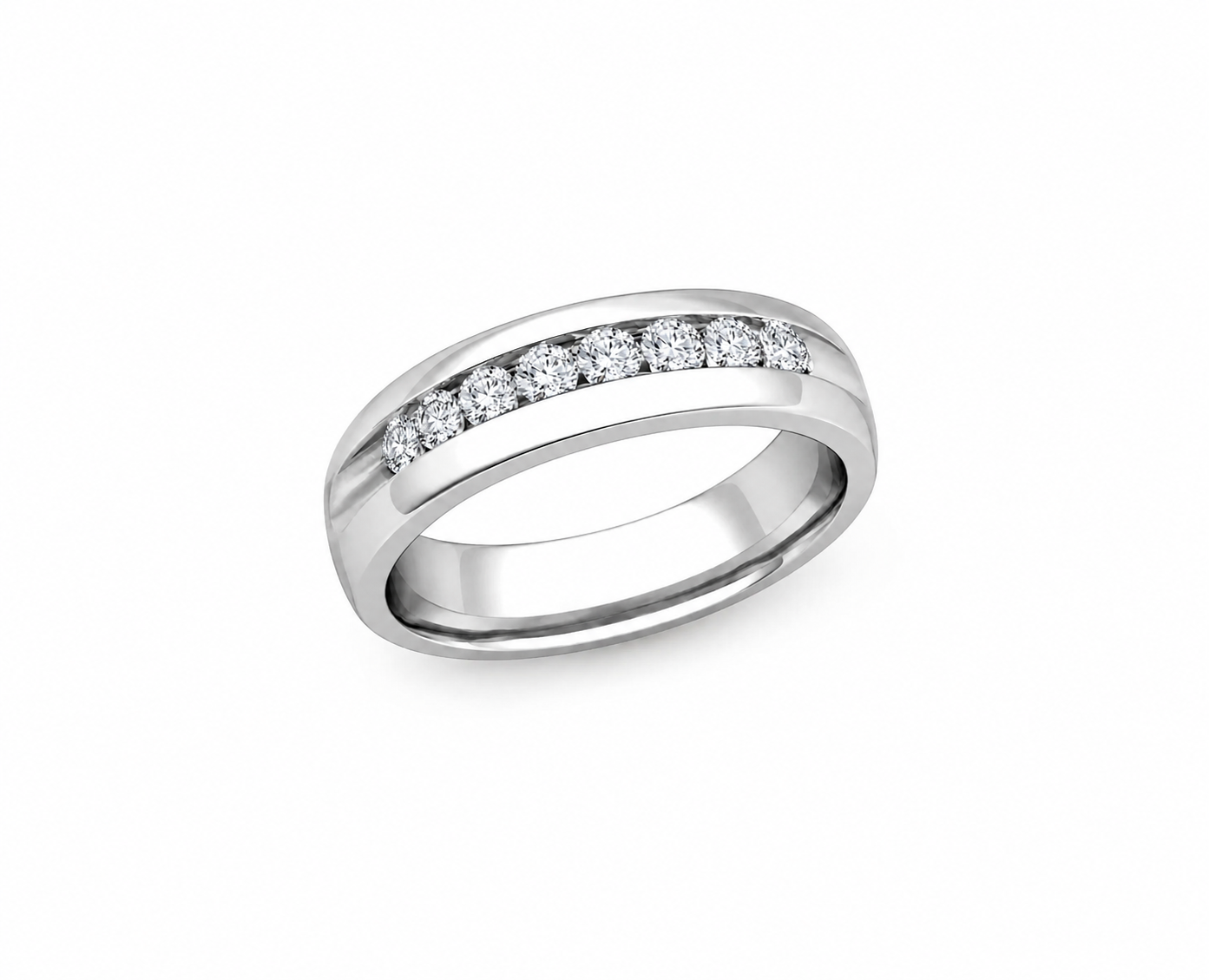 Men's 10kt 7 Stone Lab Diamond Channel Set Wedding Band