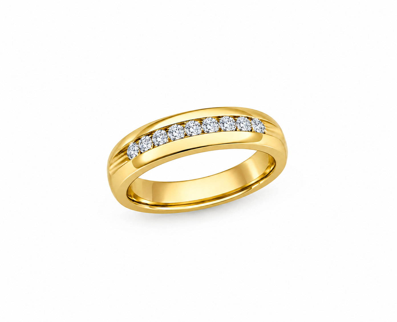 Men's 10kt 7 Stone Lab Diamond Channel Set Wedding Band