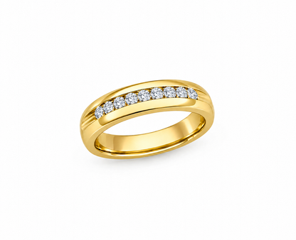 Men's 10kt 7 Stone Lab Diamond Channel Set Wedding Band