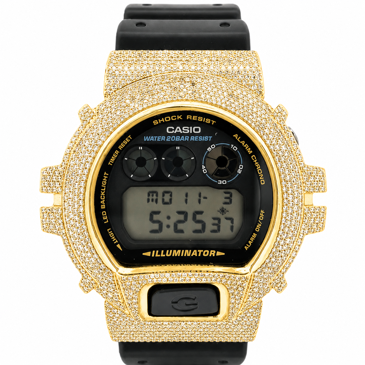 Casio G-Shock White Steel Iced Out Diamond Watch 4.60CT DW-6900