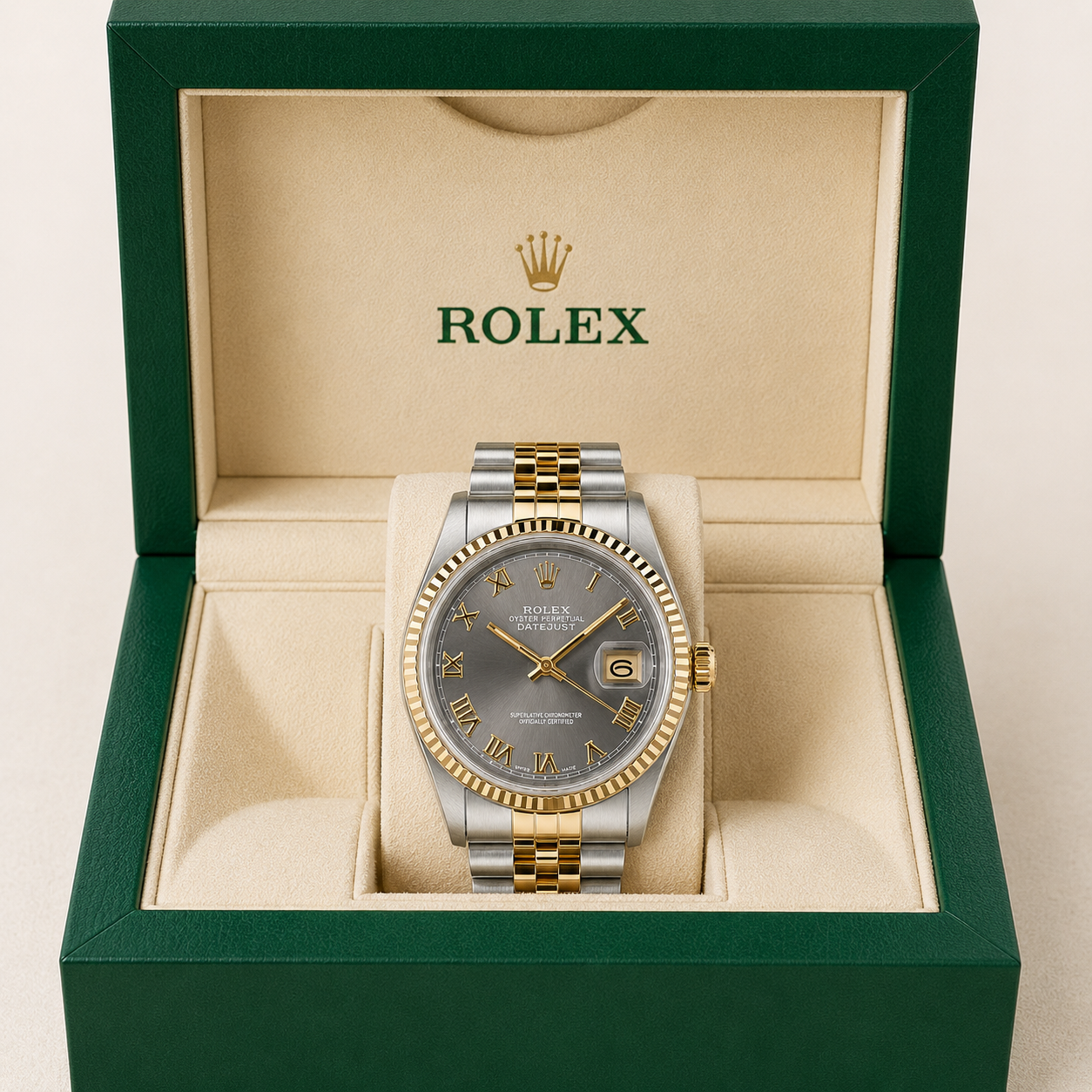 Rolex Datejust | 36MM | Grey Roman Dial | Two Tone |  Jubilee Band 16013