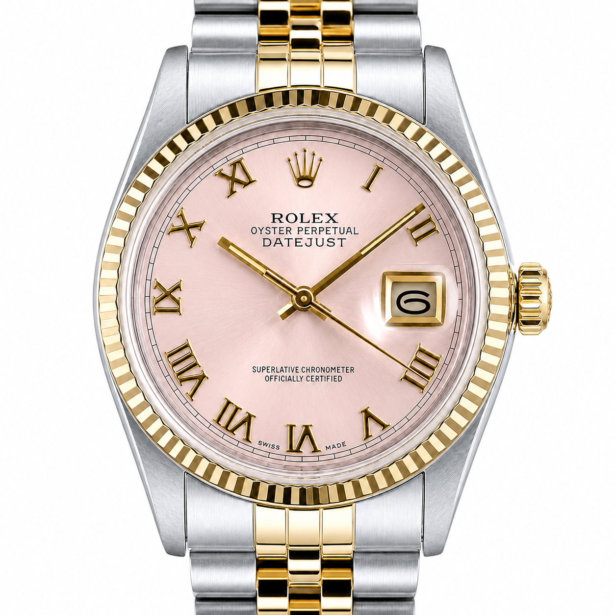 Rolex Datejust | 36MM | Pink Roman Dial | Two Tone |  Jubilee Band 16013