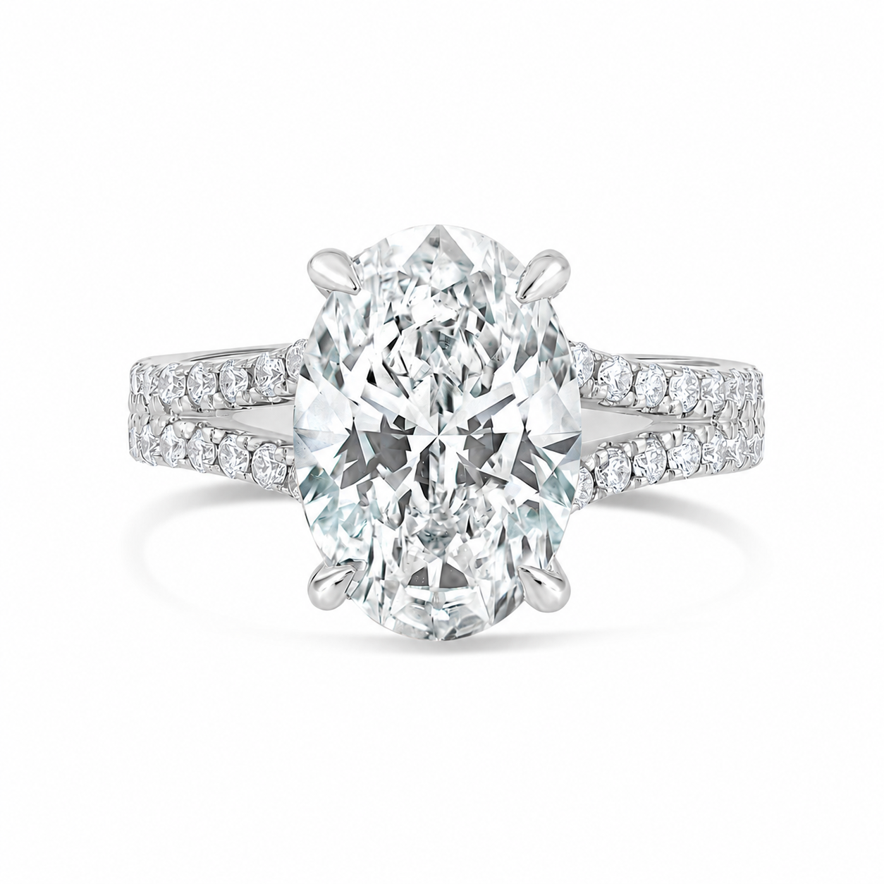5.04CT E VS1 Oval Lab Grown Diamond Hidden Halo Engagement Ring 14kt