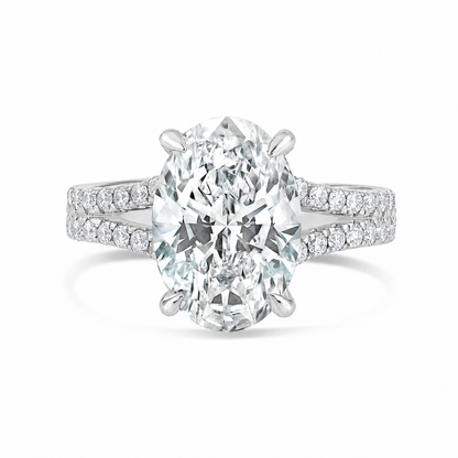 5.04CT E VS1 Oval Lab Grown Diamond Hidden Halo Engagement Ring 14kt