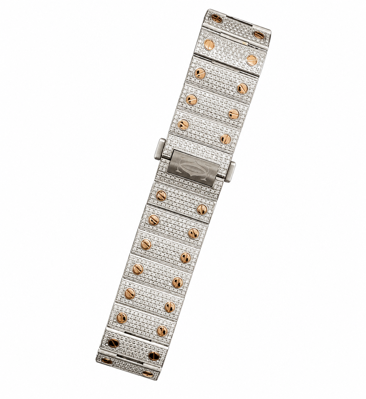 Cartier Santos Rose & White  40MM 12CTW Natural Diamond Bussdown Iced Out Mens Watch