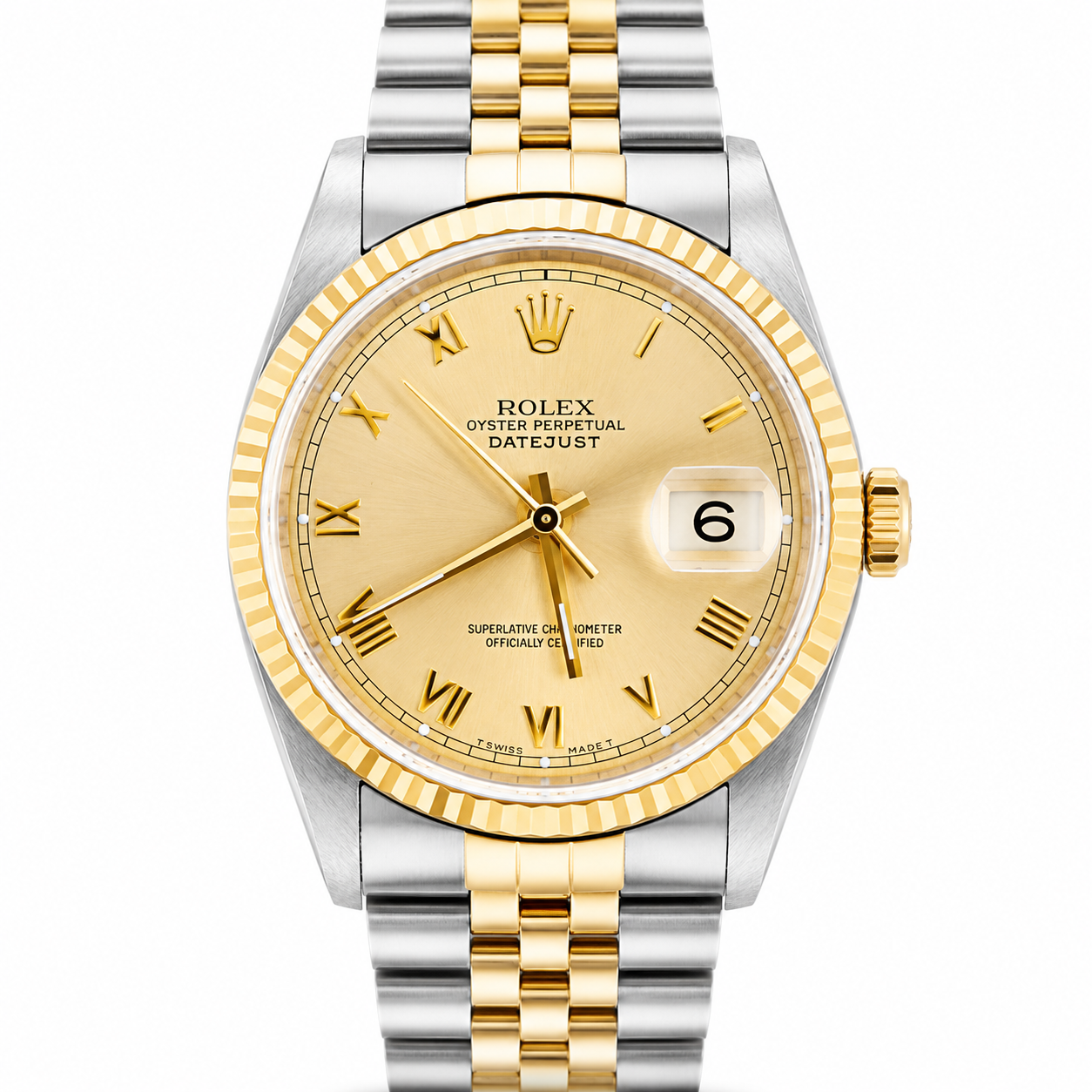 Rolex Datejust Watch 16013 for Men | 36MM| Champagne Roman Dial Jubilee Band Full Set