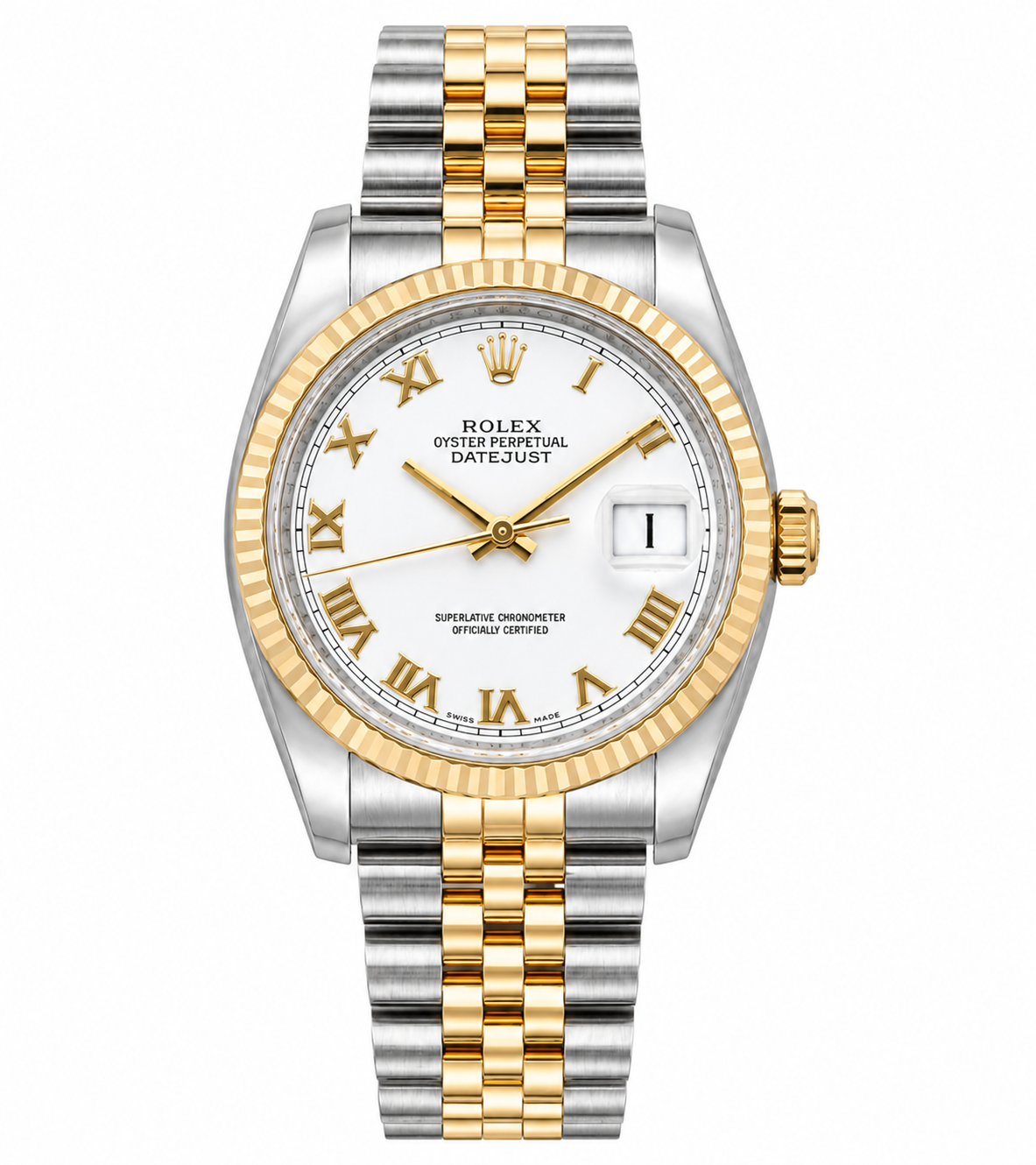 Rolex DateJust | 36MM | White Roman Dial | Two Tone | Jubille Band 16013