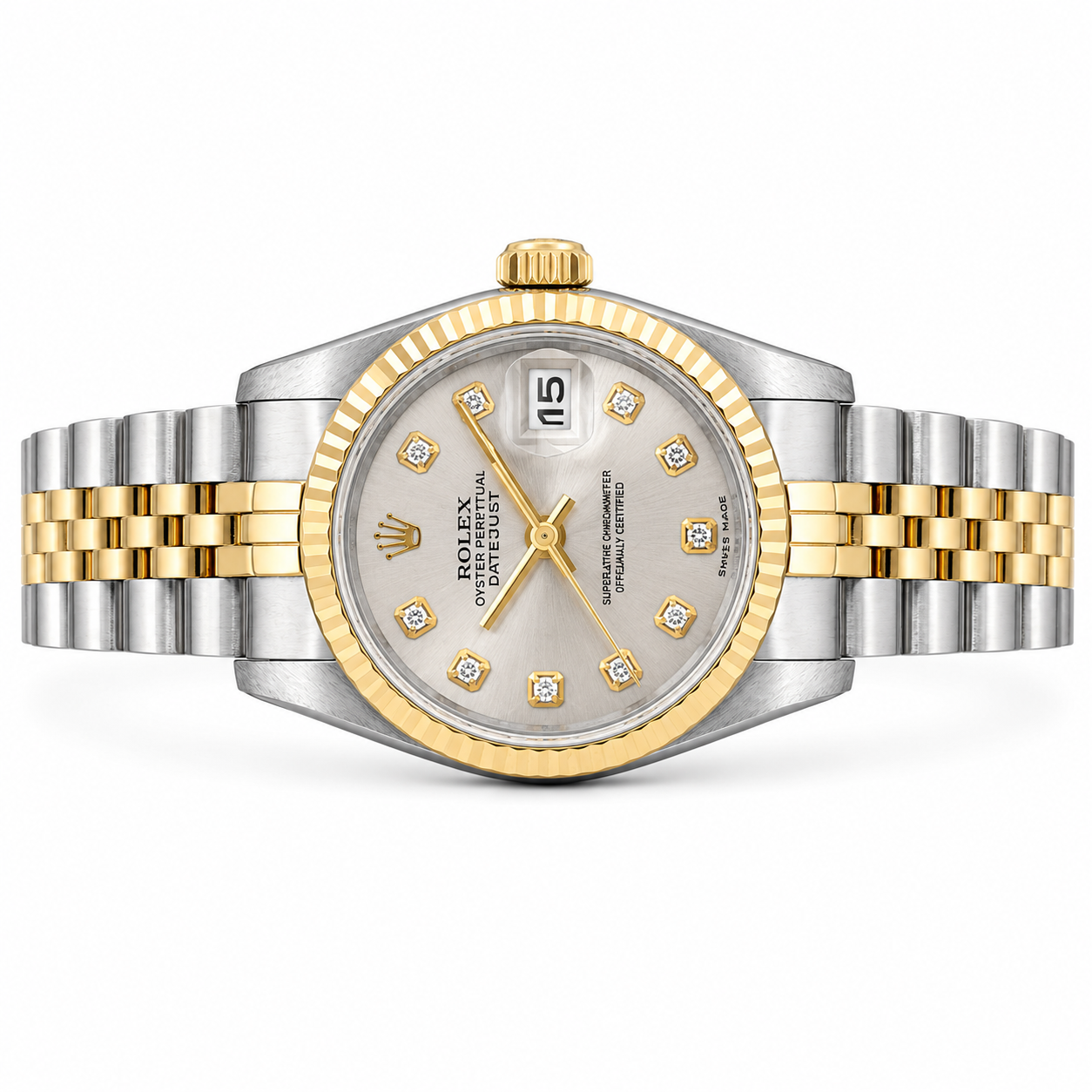 Rolex Datejust 69173 26MM Silver Diamond Dial With Two Tone Jubilee Bracelet