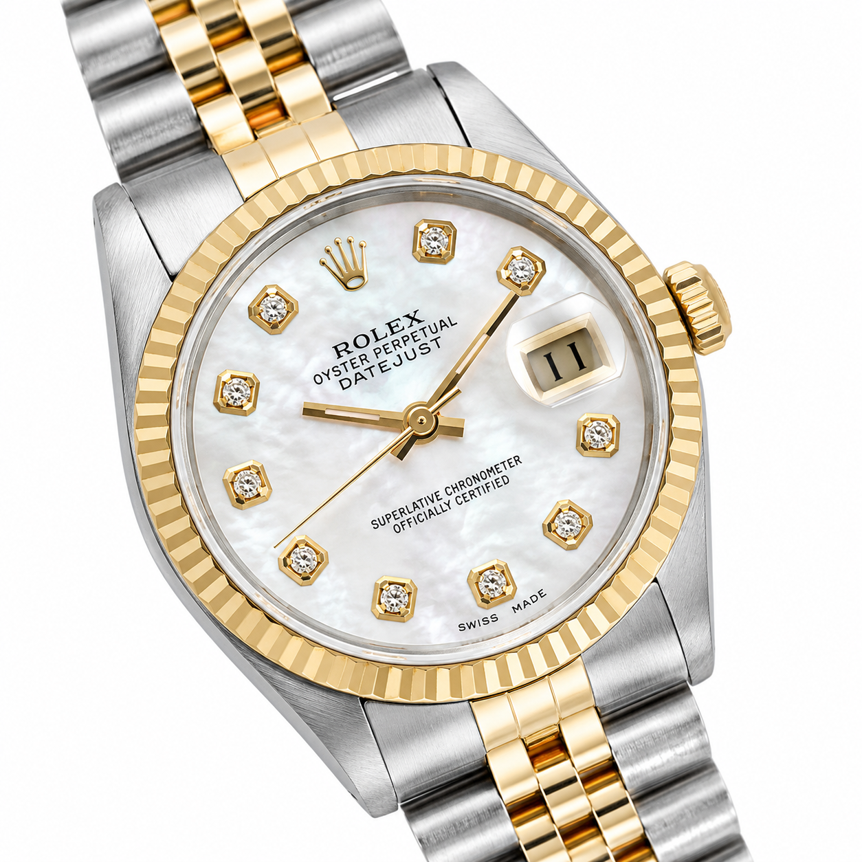 Rolex Datejust 69173 26MM Mop Diamond Dial With Two Tone Jubilee Bracelet