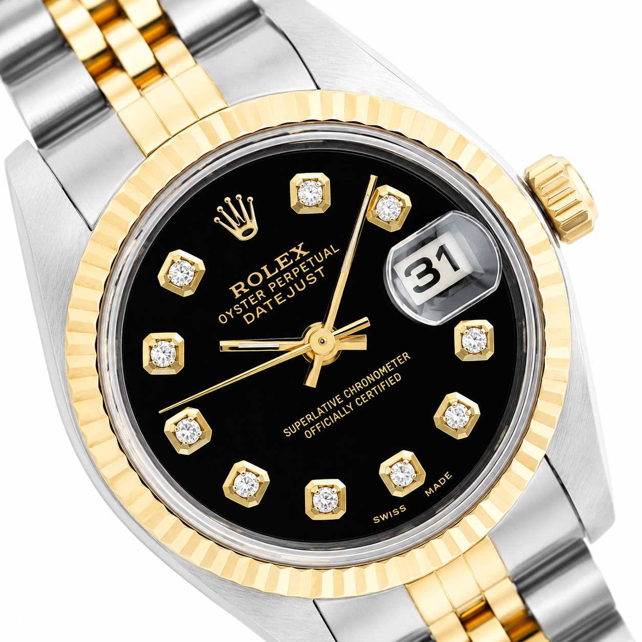 Rolex Datejust 69173 26MM Black Diamond Dial With Two Tone Jubilee Bracelet
