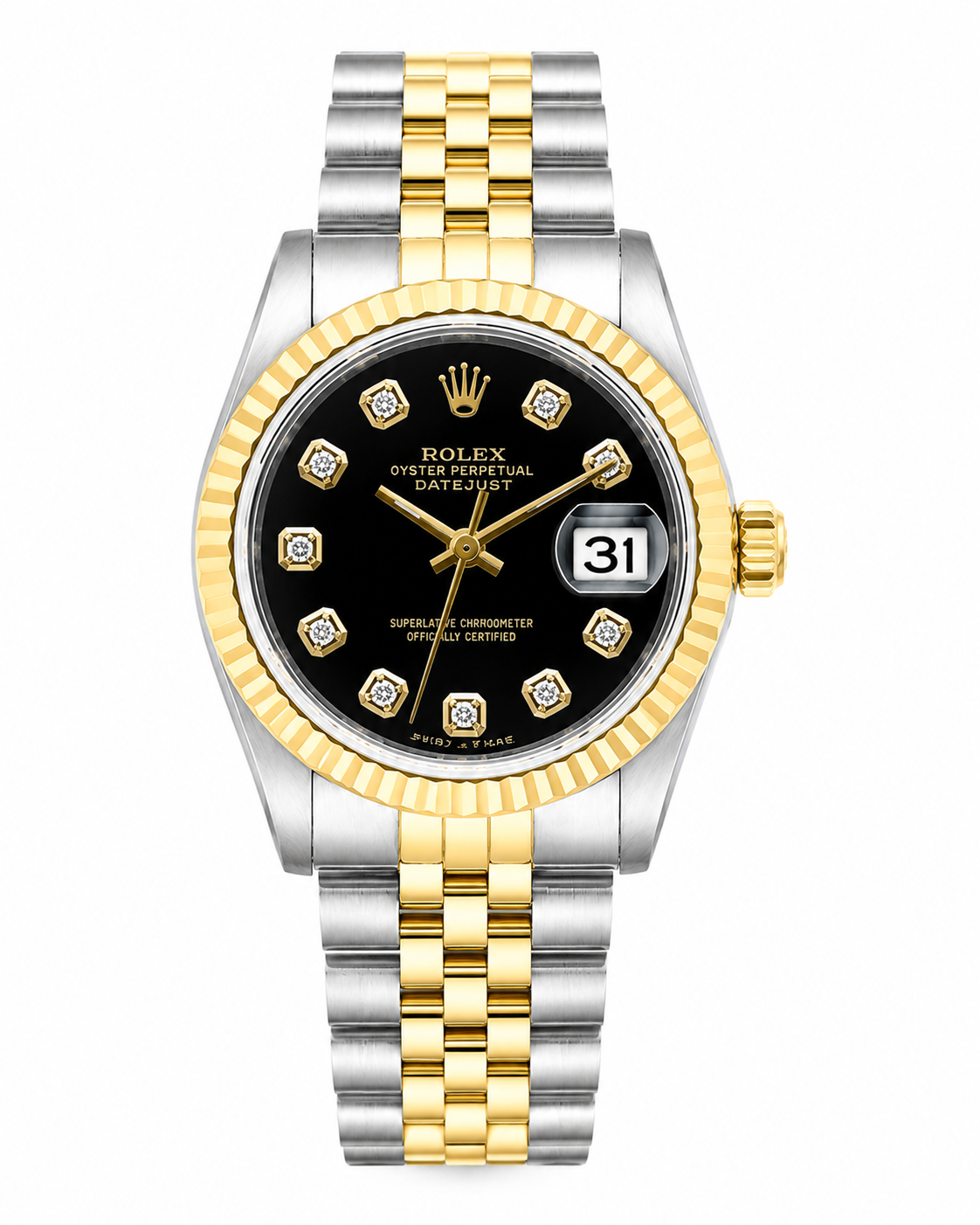 Rolex Datejust 69173 26MM Black Diamond Dial With Two Tone Jubilee Bracelet