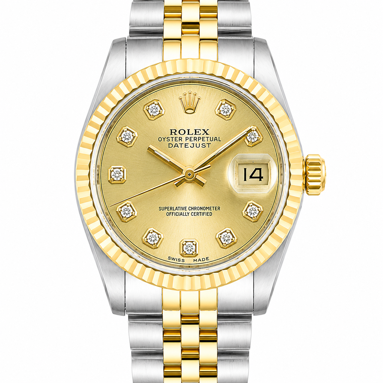 Rolex Datejust 69173 26MM Champagne Diamond Dial Two Tone Jubilee Bracelet