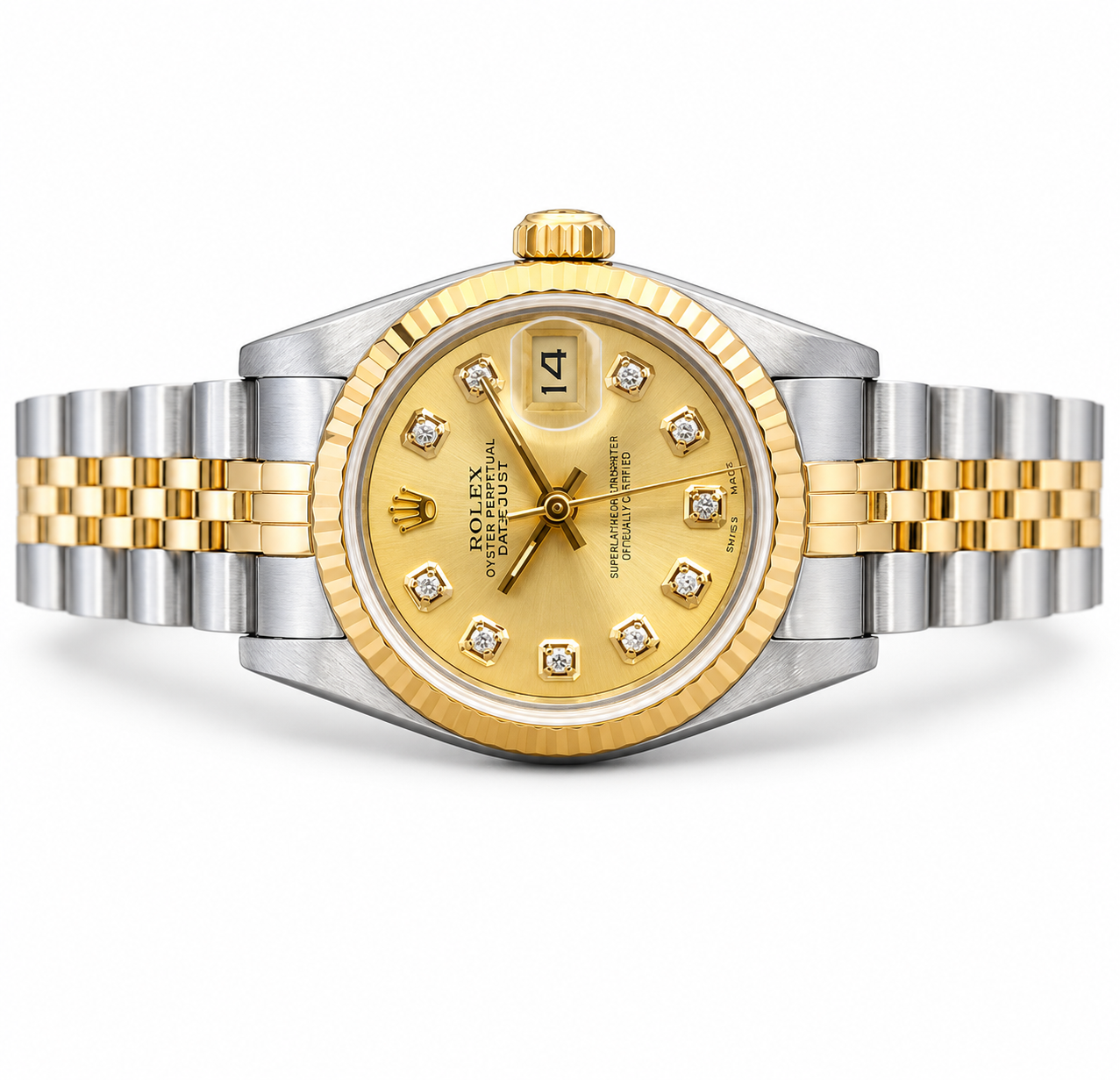 Rolex Datejust 69173 26MM Champagne Diamond Dial Two Tone Jubilee Bracelet