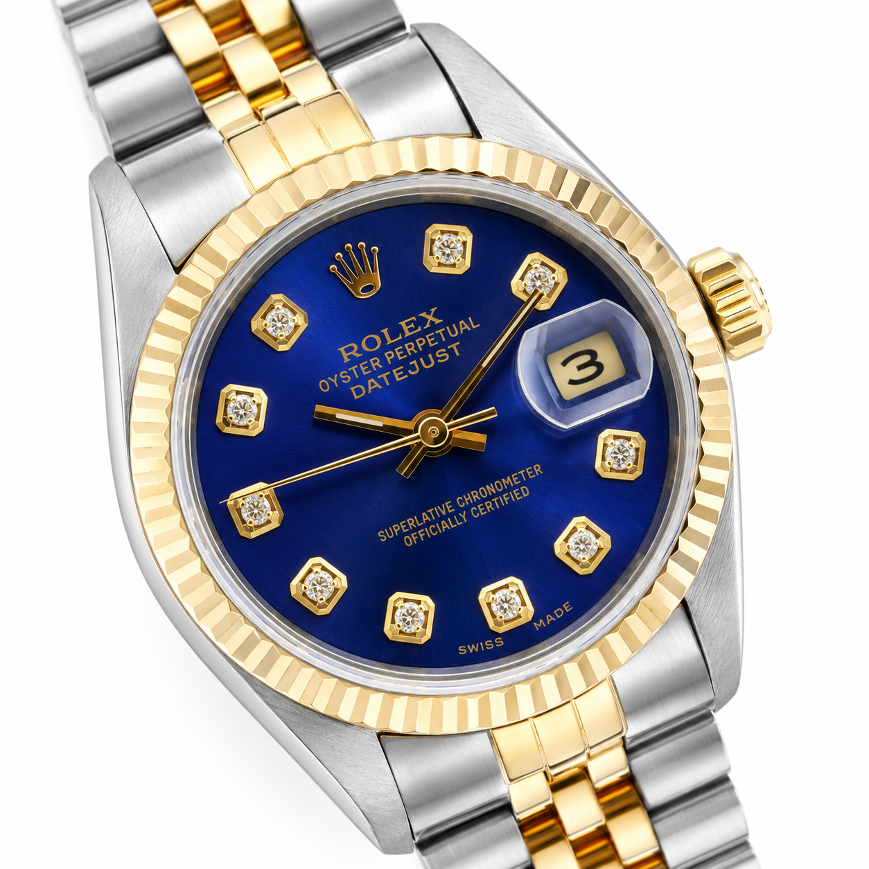 Rolex Datejust 36mm 16013 Two Tone Jubille Band Blue Diamond Dial