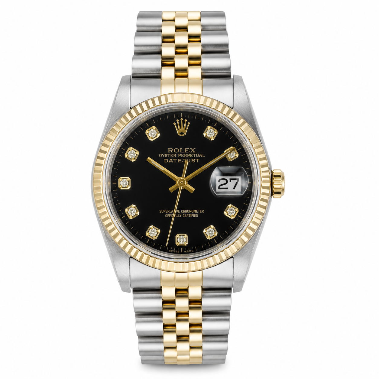 Rolex Datejust | 36MM | Two Tone | Black Dial Diamond Index Dial 16013