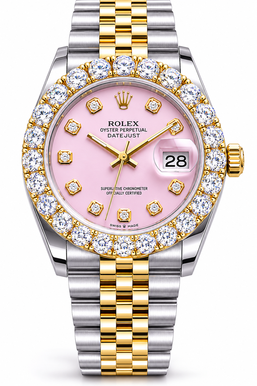 Rolex Datejust 16233 | 36MM | Pink  Diamond Dial | 3ct Diamond bezel  | Jubilee Band