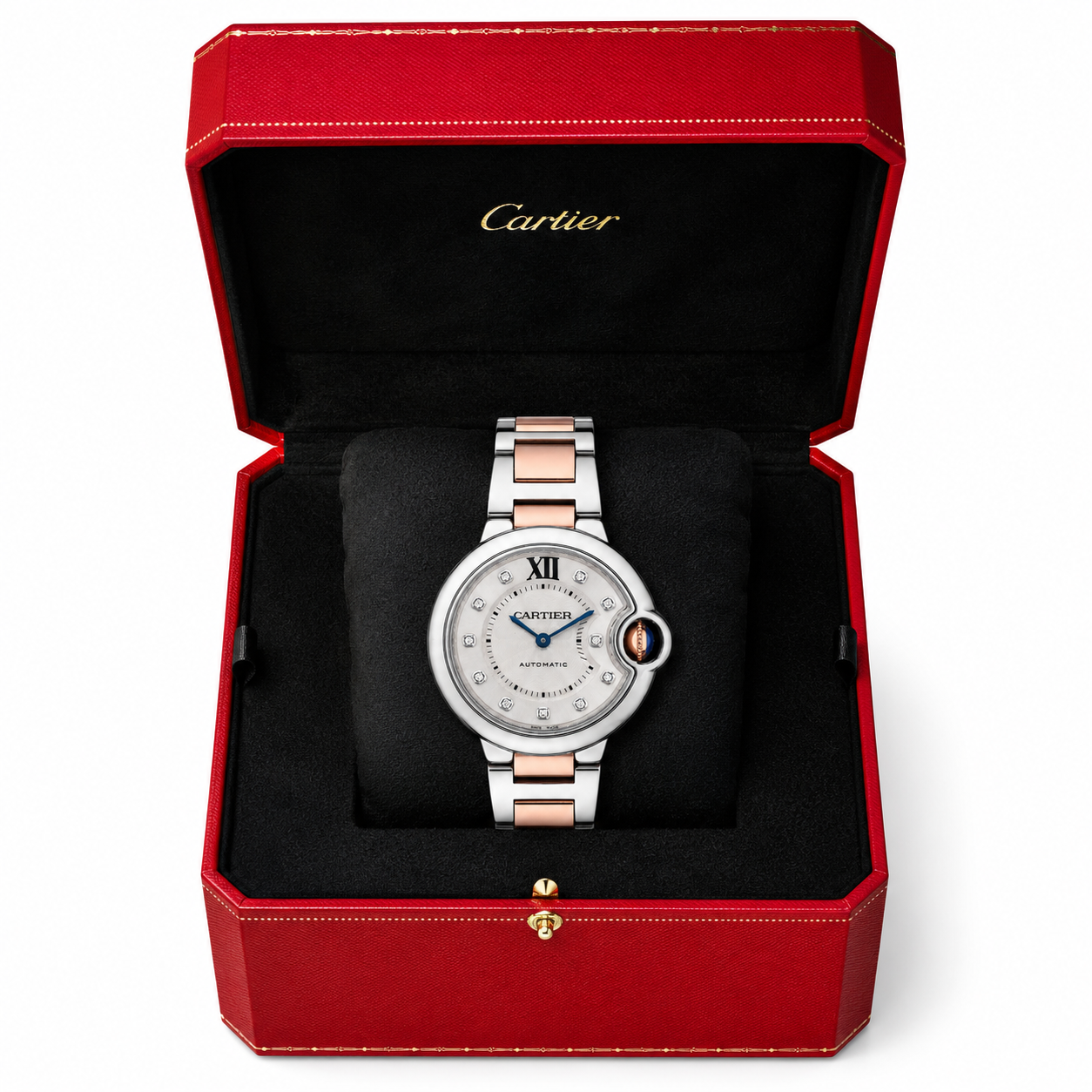 Cartier Ballon Bleu Rose Gold and Stainless Steel Automatic  WE902061, 33 mm diameter, Steel/Rose Gold