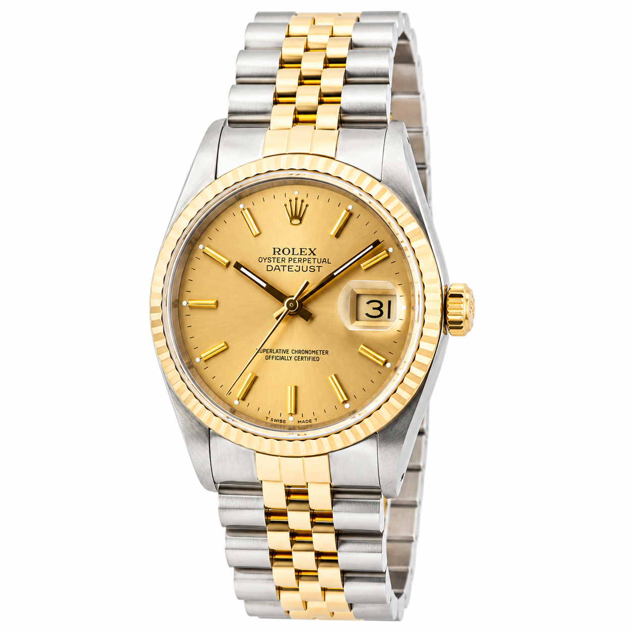 Rolex Datejust Watch 16233 | 36MM | Champagne Dial | Two Tone | Jubilee Band B & P
