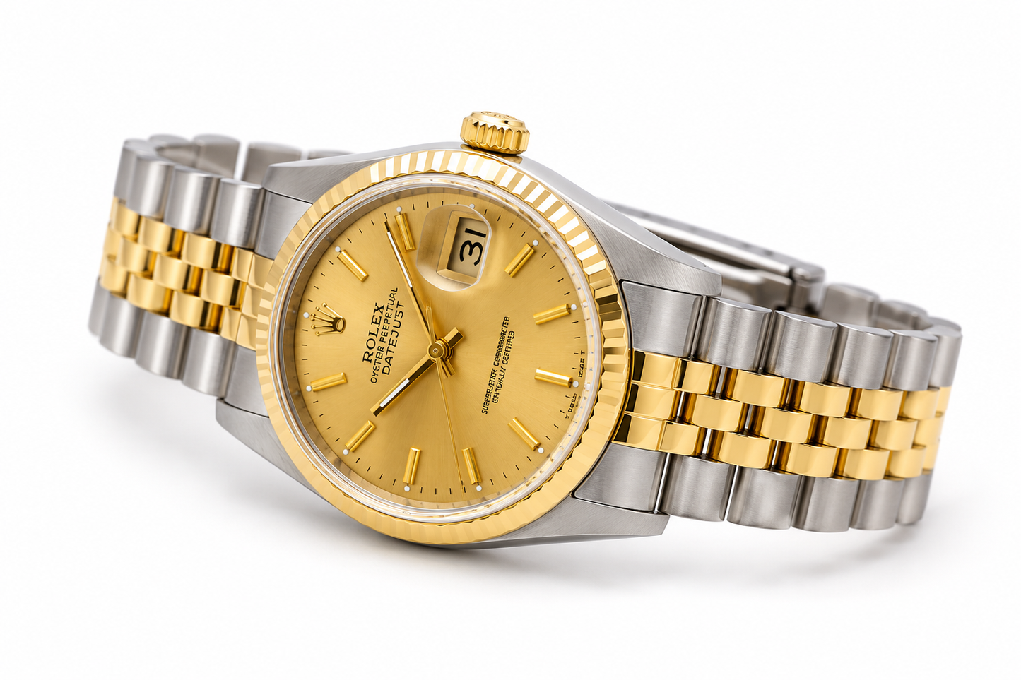 Rolex Datejust Watch 16233 | 36MM | Champagne Dial | Two Tone | Jubilee Band B & P