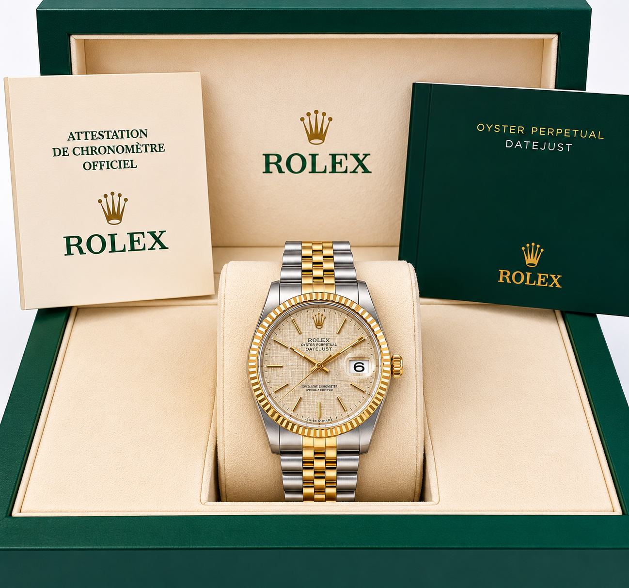 Rolex Datejust 16233 for Men | 36MM | Linen Dial | Two Tone | Jubilee Band B & P
