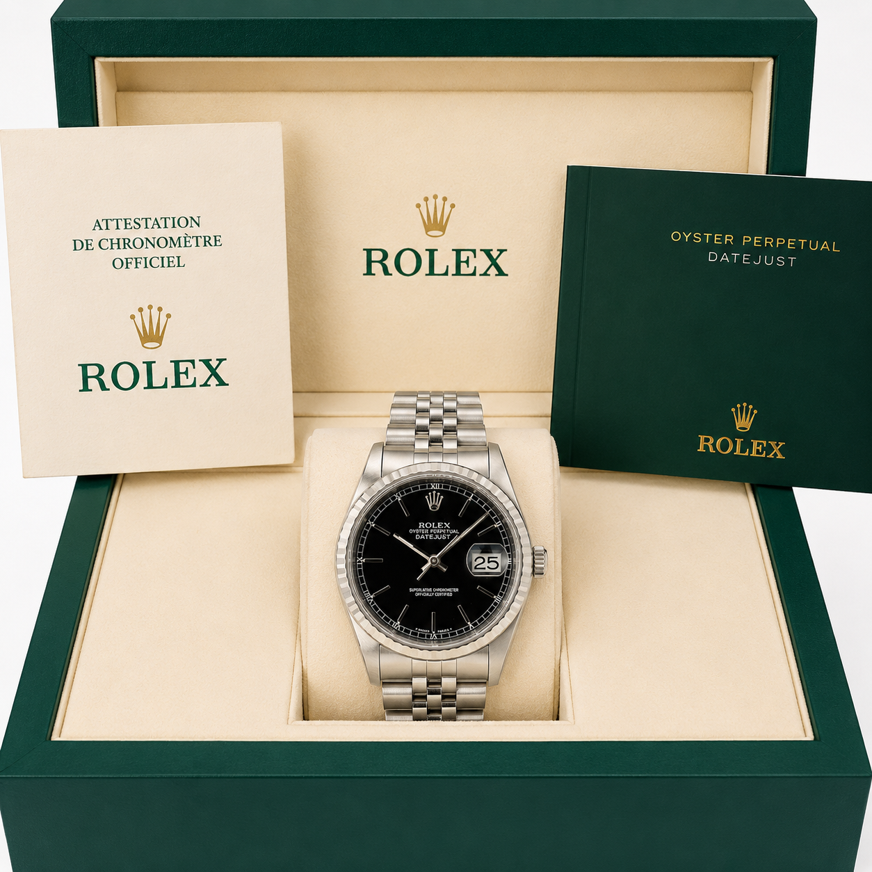 Rolex Datejust Watch 16220 for Men | 36MM | Black Dial | Stainless Steel | Jubilee Band