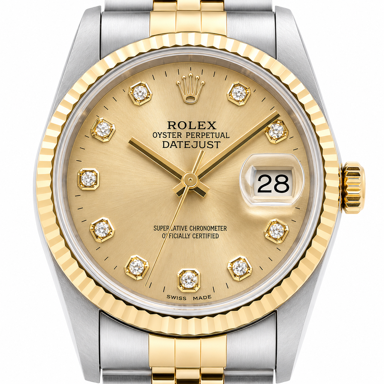 Rolex Datejust Watch 16013 | 36MM | Custom Jubille Band Champagne Diamond Dial