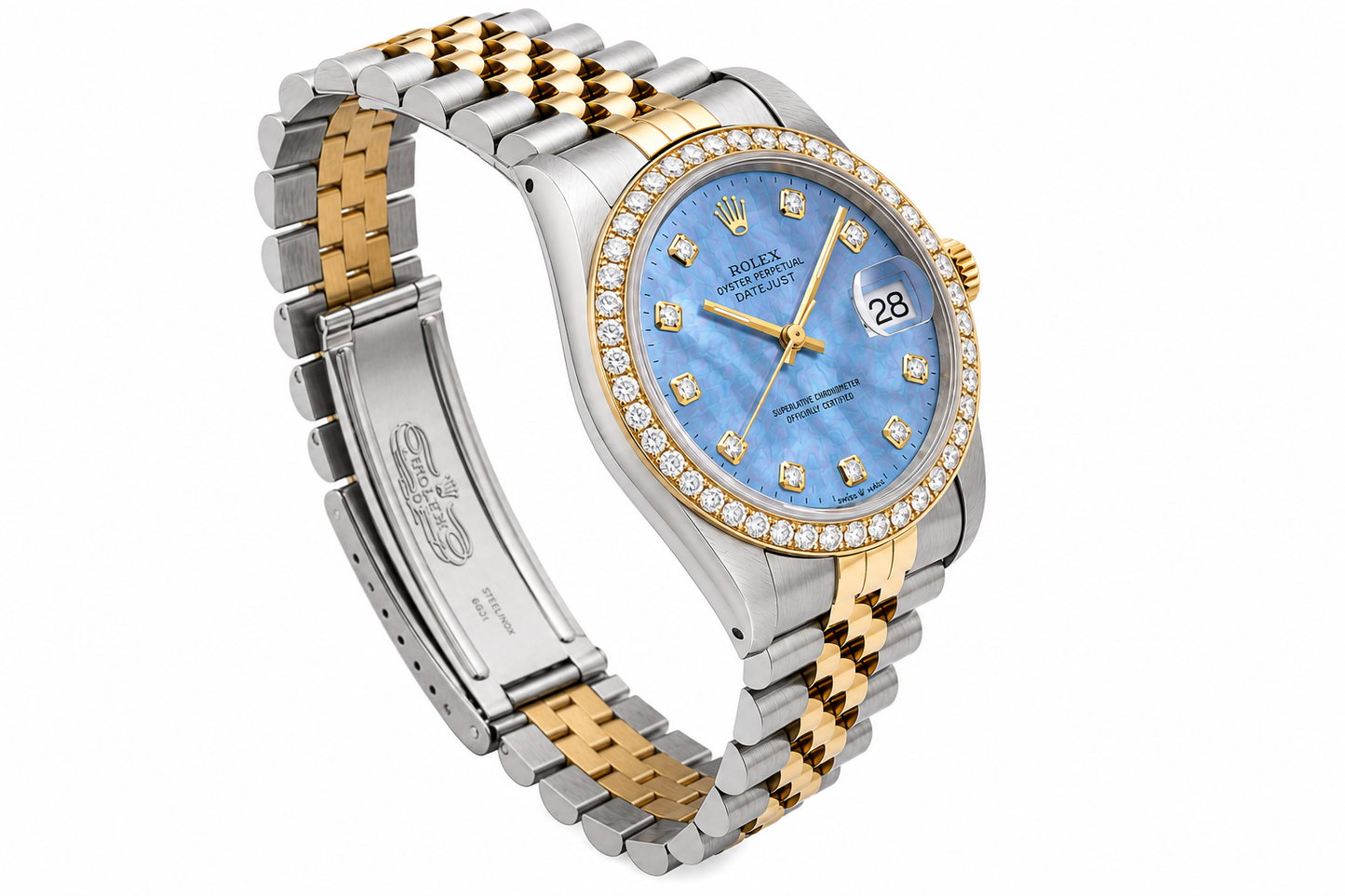 Rolex Datejust Watch | 31MM | Blue Mop Diamond Dial | Diamond Bezel  | Jubilee Band | 1.35ct