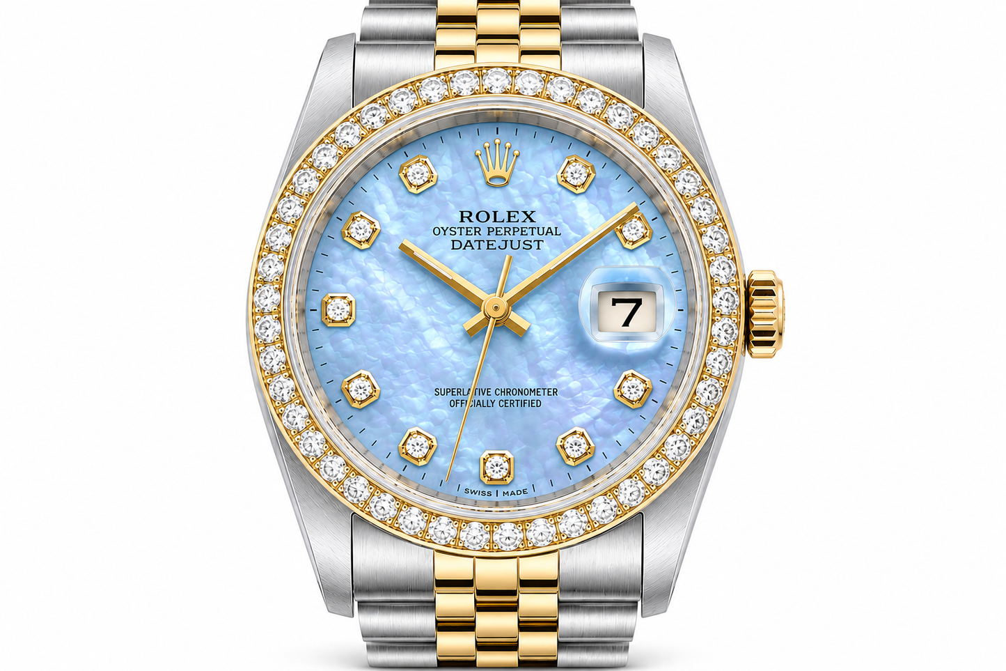 Rolex Datejust Watch | 31MM | Blue Mop Diamond Dial | Diamond Bezel  | Jubilee Band | 1.35ct